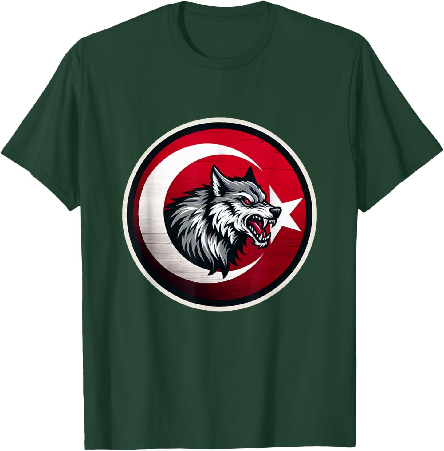 Vintage Turkish Banner Fan Turkey Flag Türkiye Retro Wolf T-Shirt - T-Shirt | Forest