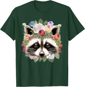 Cute Raccoon Art Girls Kids Racoon Lover Raccoon T-Shirt - T-Shirt | Forest