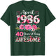 (ON Back) Floral April 1986 40-Year-Old 40th Birthday Women T-Shirt - T-Shirt | Forest