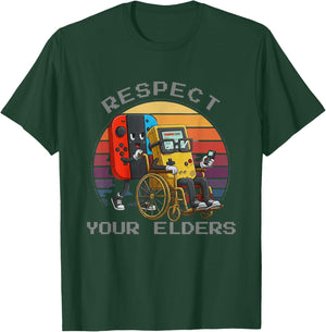 Respect Your Elders Retro Gaming Funny Video Game 80s Gamer T-Shirt - T-Shirt | Forest