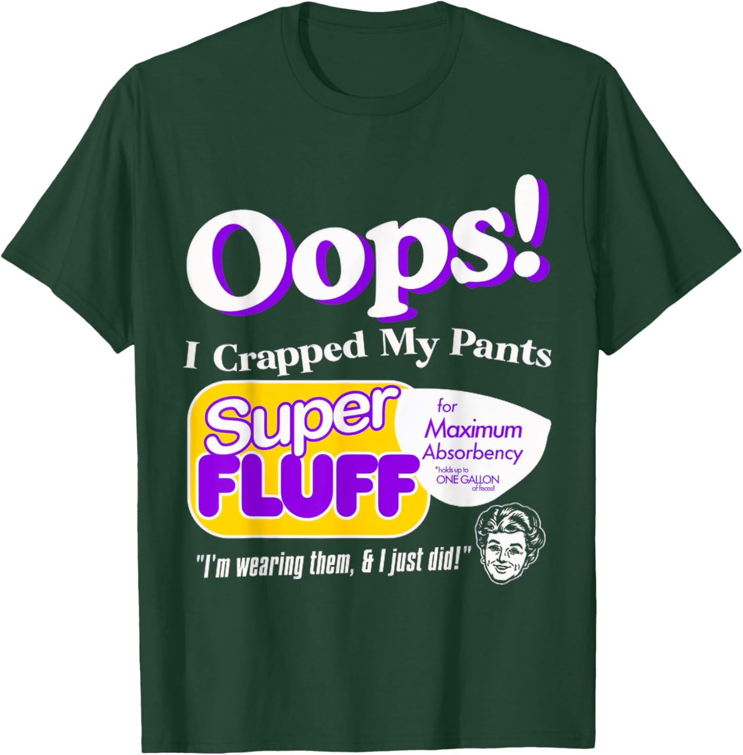 ndsndf Oops I Crapped Funny My Pants Vintage Retro Distressed Black Short Sleeve , Small, Adult, Humor, Casual, Everyday, Halloween T-Shirt - T-Shirt | Forest