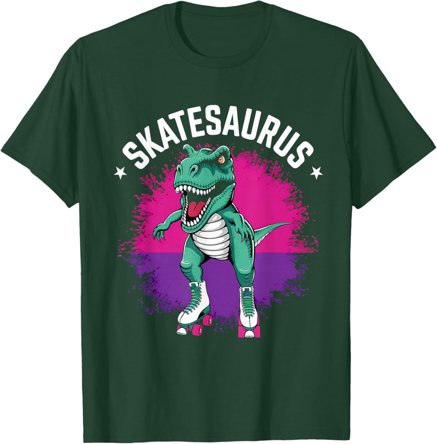 Roller Skater Dinosaur Skate T-Rex Funny Roller Skating T-Shirt - T-Shirt | Forest