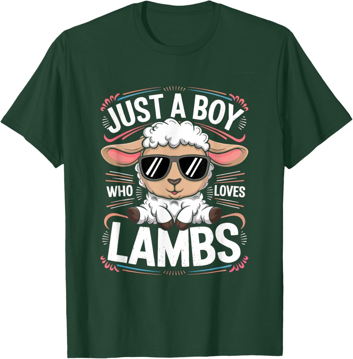 Just a Boy Who Loves Lambs Lamb Sheep Farm Animal Lover Kids T-Shirt - T-Shirt | Forest