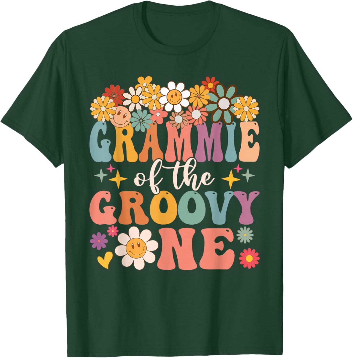 Retro Grammie of Groovy One Matching Family 1st Birthday T-Shirt - T-Shirt | Forest