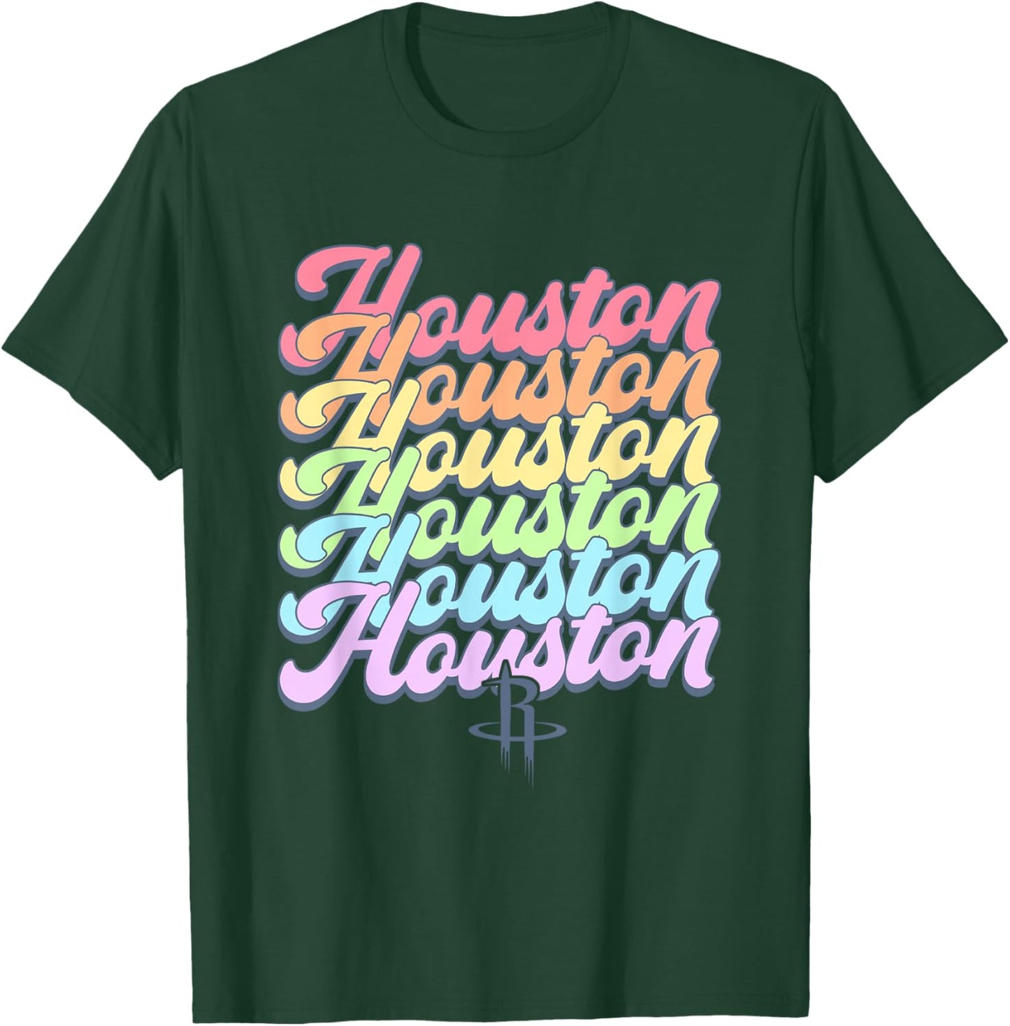 NBA Houston Rockets Pastel Rainbow Pride Stack T-Shirt - T-Shirt | Forest