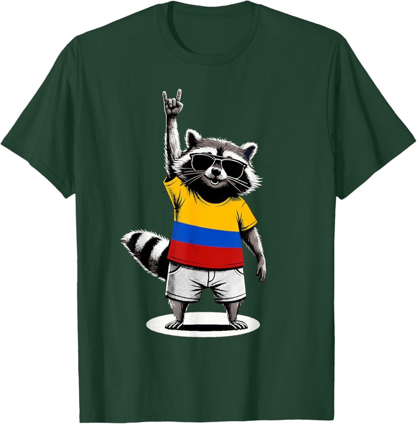 Kolumbianische Flagge Waschbär Lustig Kolumbien T-Shirt - T-Shirt | Forest