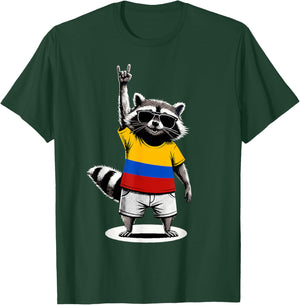 Kolumbianische Flagge Waschbär Lustig Kolumbien T-Shirt - T-Shirt | Forest
