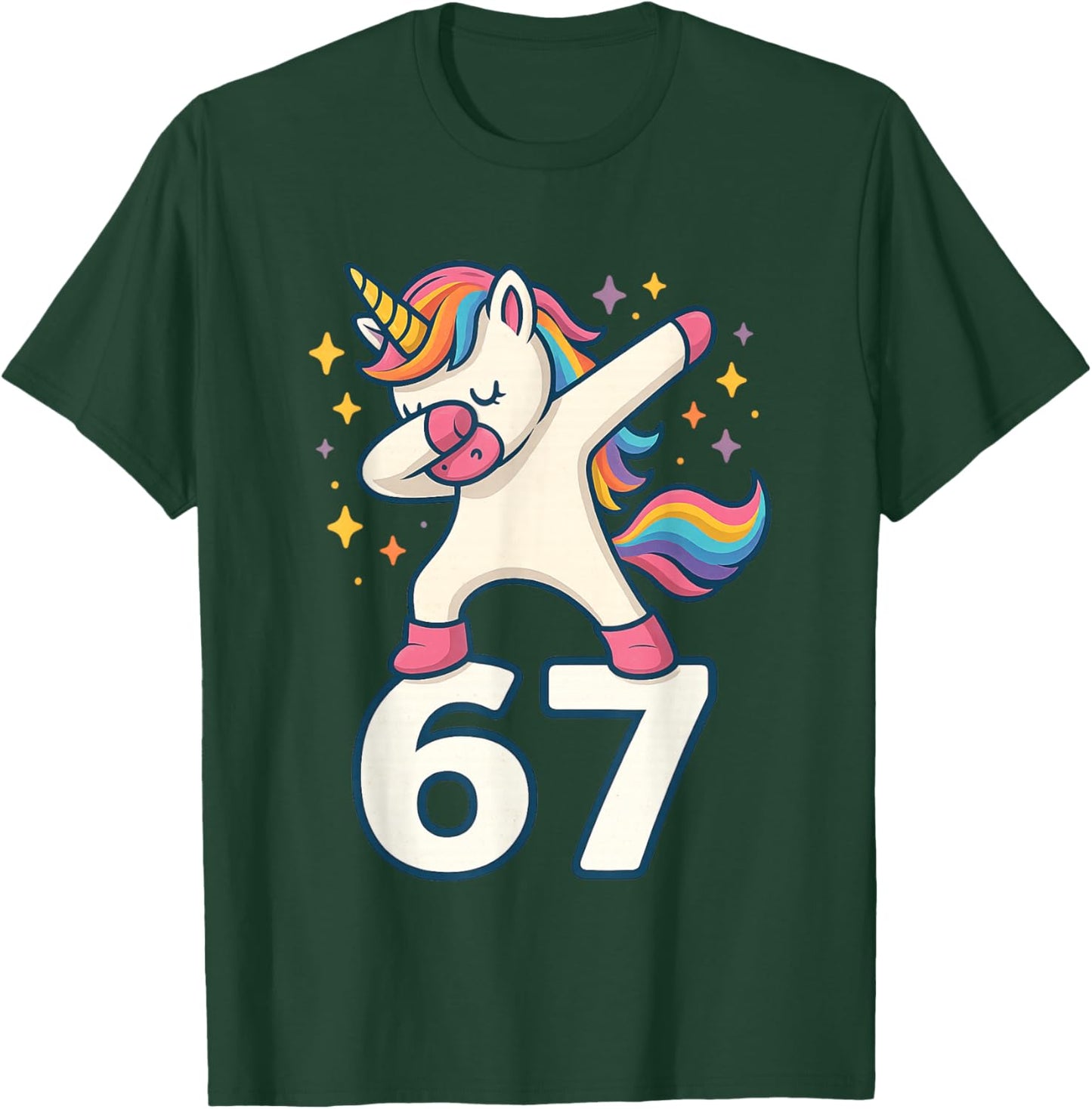 67 Unicorn for Girls Six Seven Meme Brain Red Funny Kids T-Shirt - T-Shirt | Forest