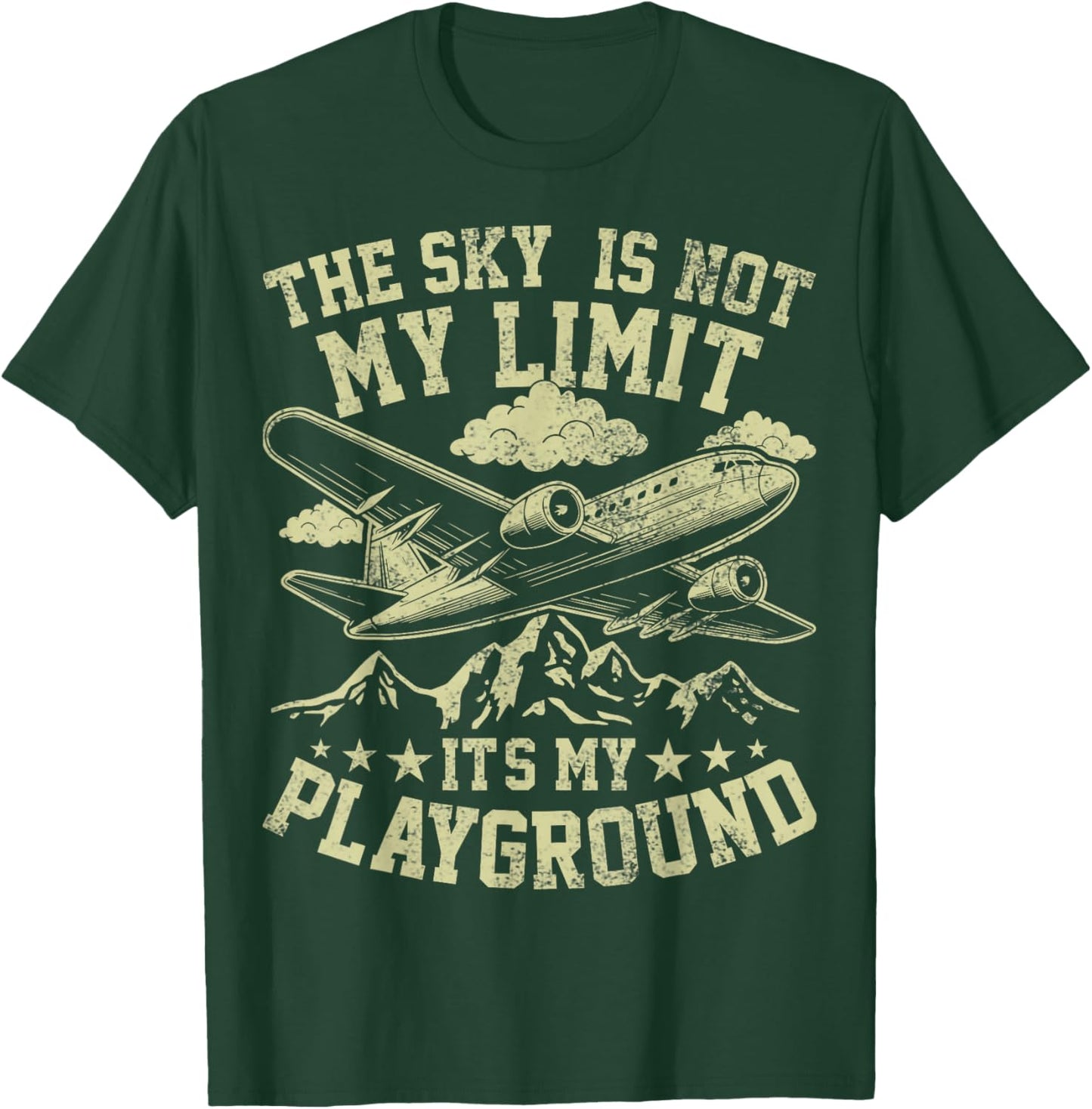 This Sky is Not My Limit Funny Pilot Aviation Men Women Kids T-Shirt - T-Shirt | Forest