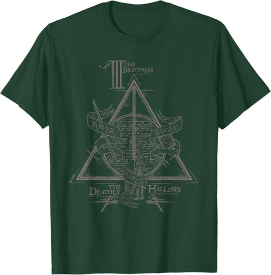 Harry Potter Black Three Brothers Deathly Hallows , , Small, Short Sleeve, Cotton 100% T-Shirt - T-Shirt | Forest
