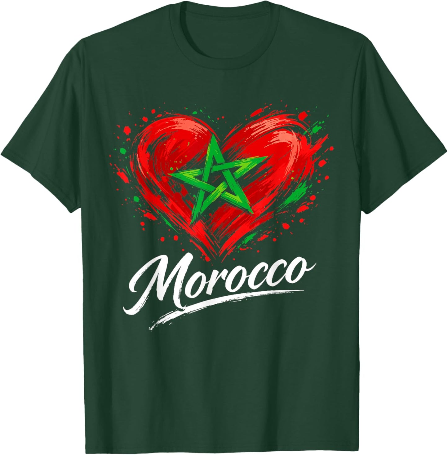 Morocco Heart Patriotic Moroccan Pride T-Shirt - T-Shirt | Forest
