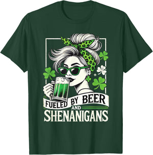 St. Patrick's Day Fueled By Beer and Shenanigans T-Shirt - T-Shirt | Forest