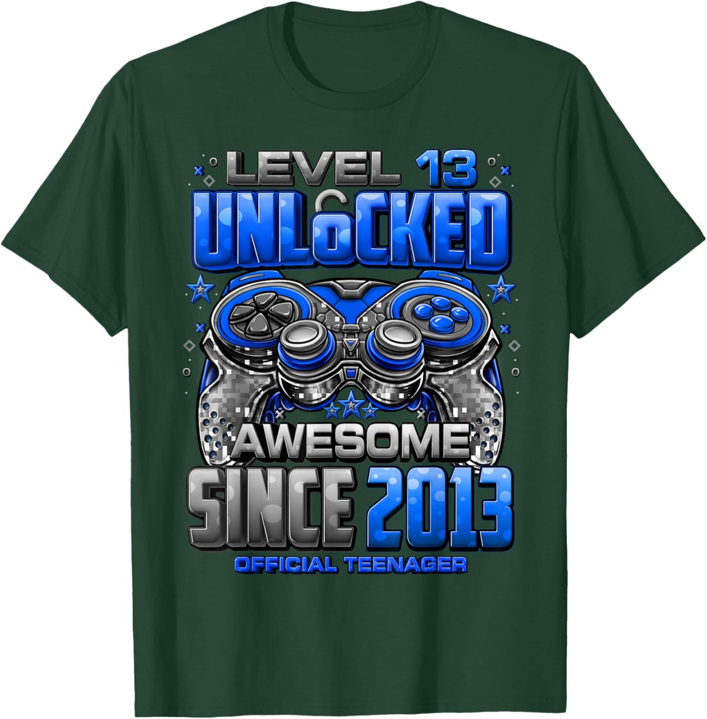 Level 13 Unlocked Awesome Since 2013 13th Birthday Gaming T-Shirt - T-Shirt | Forest