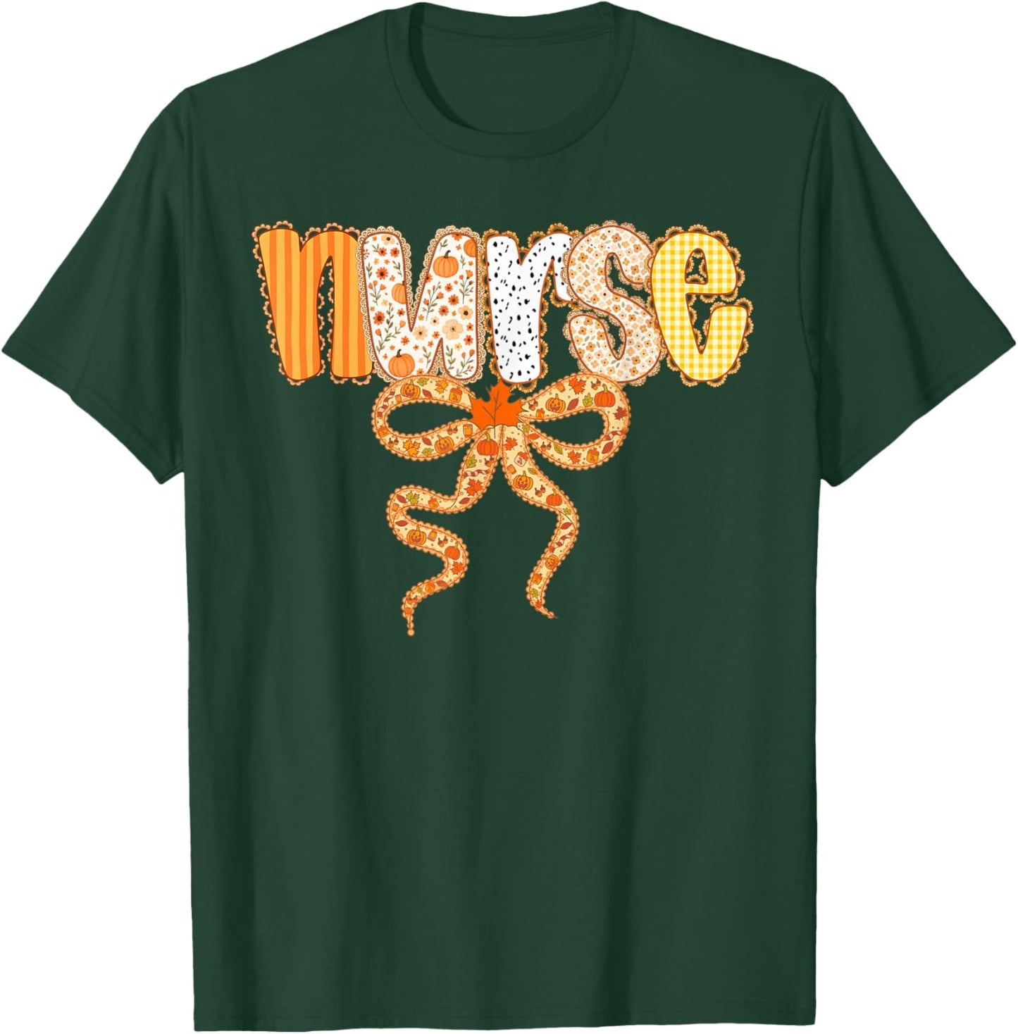 Thankful Nurse Fall Stethoscope Thanksgiving Nurse Women T-Shirt - T-Shirt | Forest