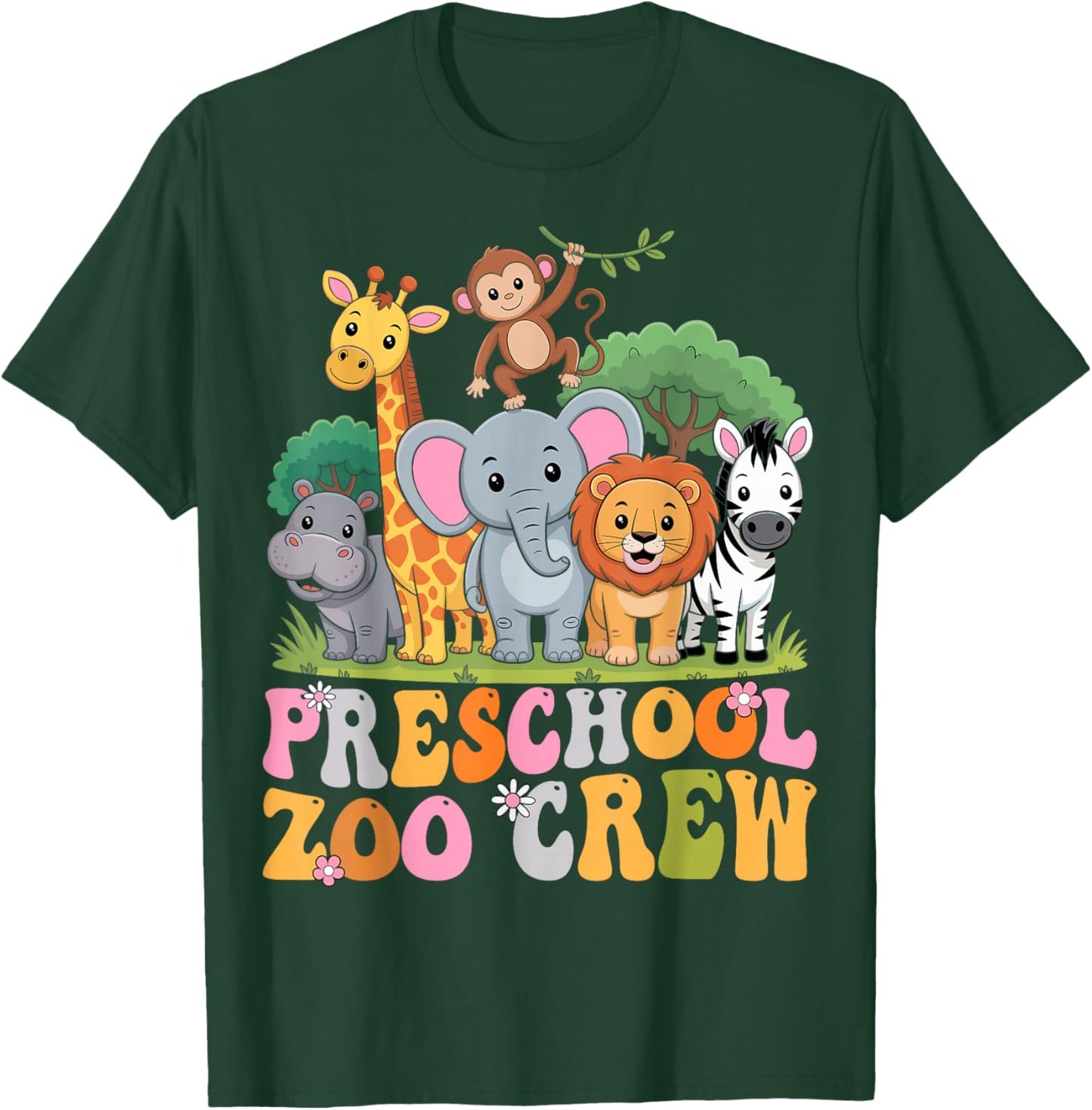 Preschool Zoo Crew Safari Animal Pre-K Teacher Student T-Shirt - T-Shirt | Forest