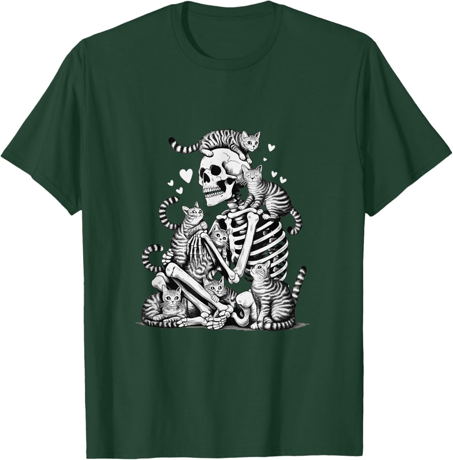 Skeleton Cat Skull Kitty Cute Halloween Men Women Kids Goth T-Shirt - T-Shirt | Forest