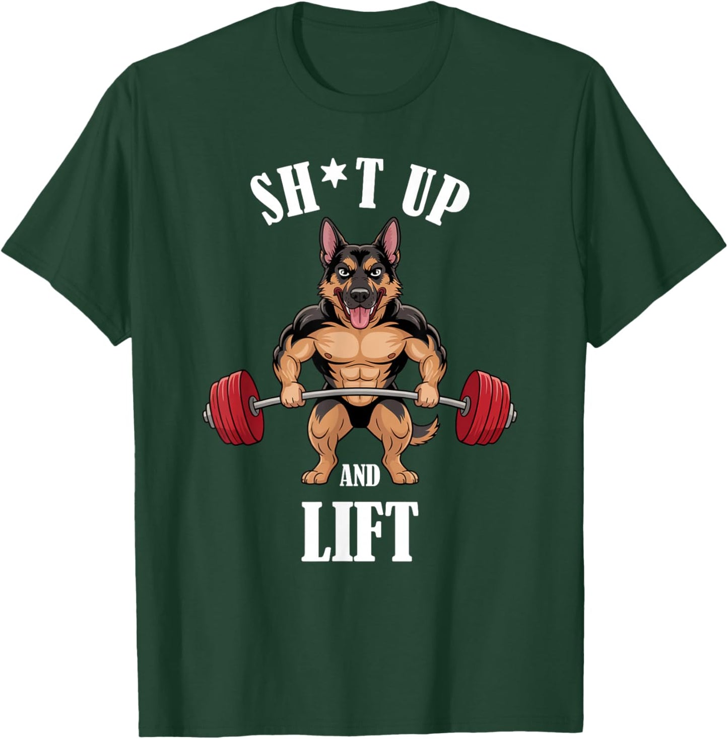 German Shepherd Weightlifting Gym Fitness German Shepherd T-Shirt - T-Shirt | Forest