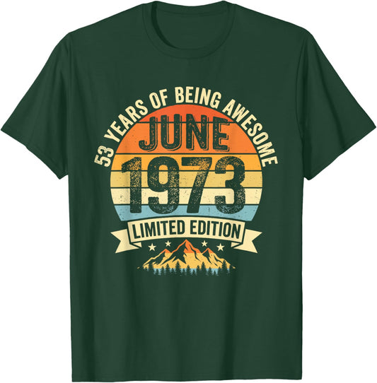Vintage 53 Birthday Decorations Men 53yr 1973 53rd Birthday T-Shirt - T-Shirt | Forest