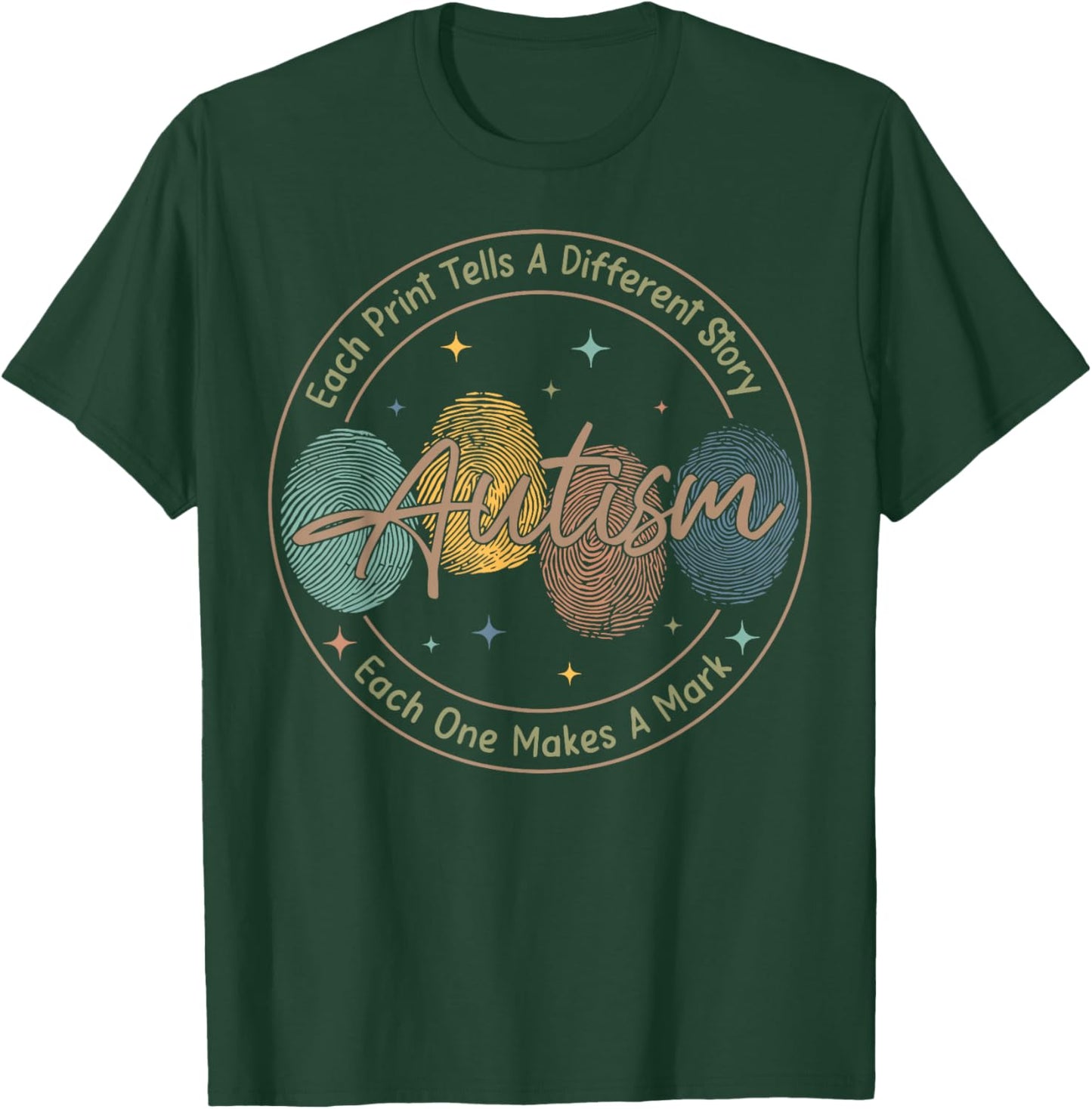 Fingerprint Autism Each Print Tells A Different Story T-Shirt - T-Shirt | Forest