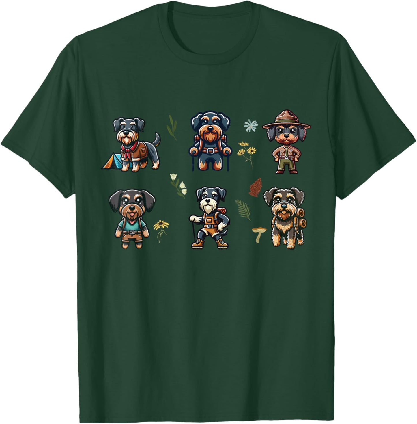 Schnoxie and Schnauzer Dogs Hiking Outdoor Adventure T-Shirt - T-Shirt | Forest