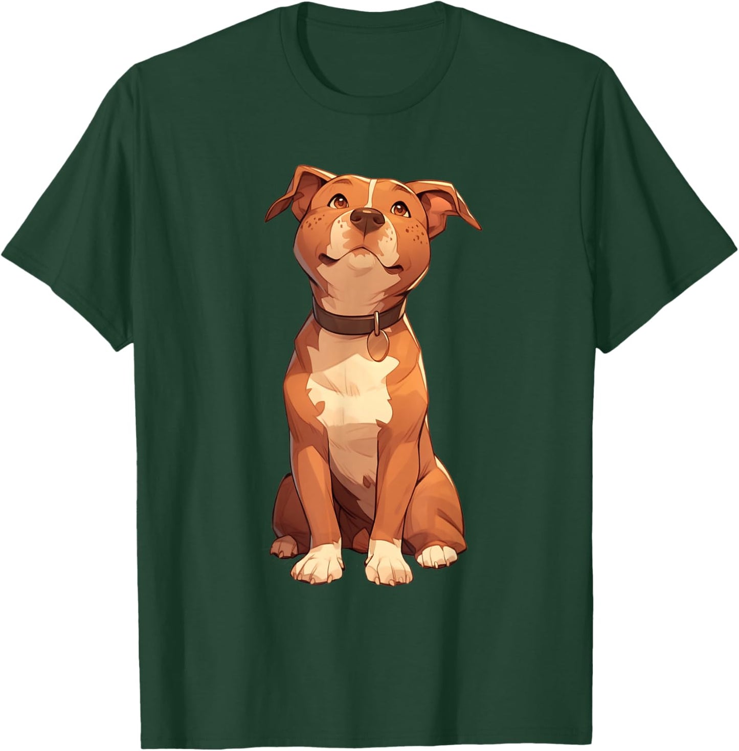 Pitbull Cartoon Dog Lover Pitty Puppy Owner Walker Trainer Men Women Girls Kids T-Shirt - T-Shirt | Forest