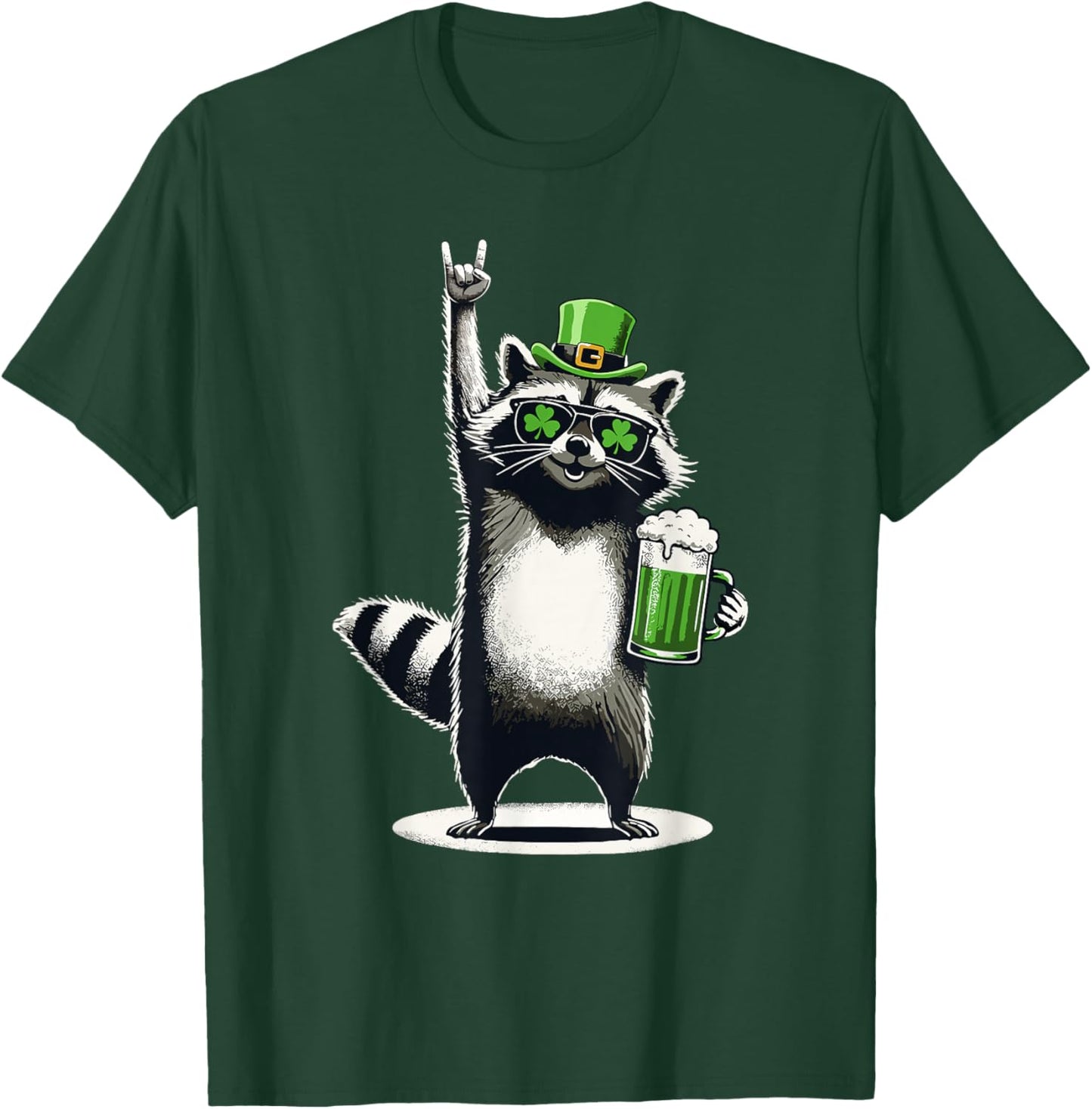 Raccoon St Patty's Shamrock Beer Is Fun For St. Patrick's Day T-Shirt - T-Shirt | Forest