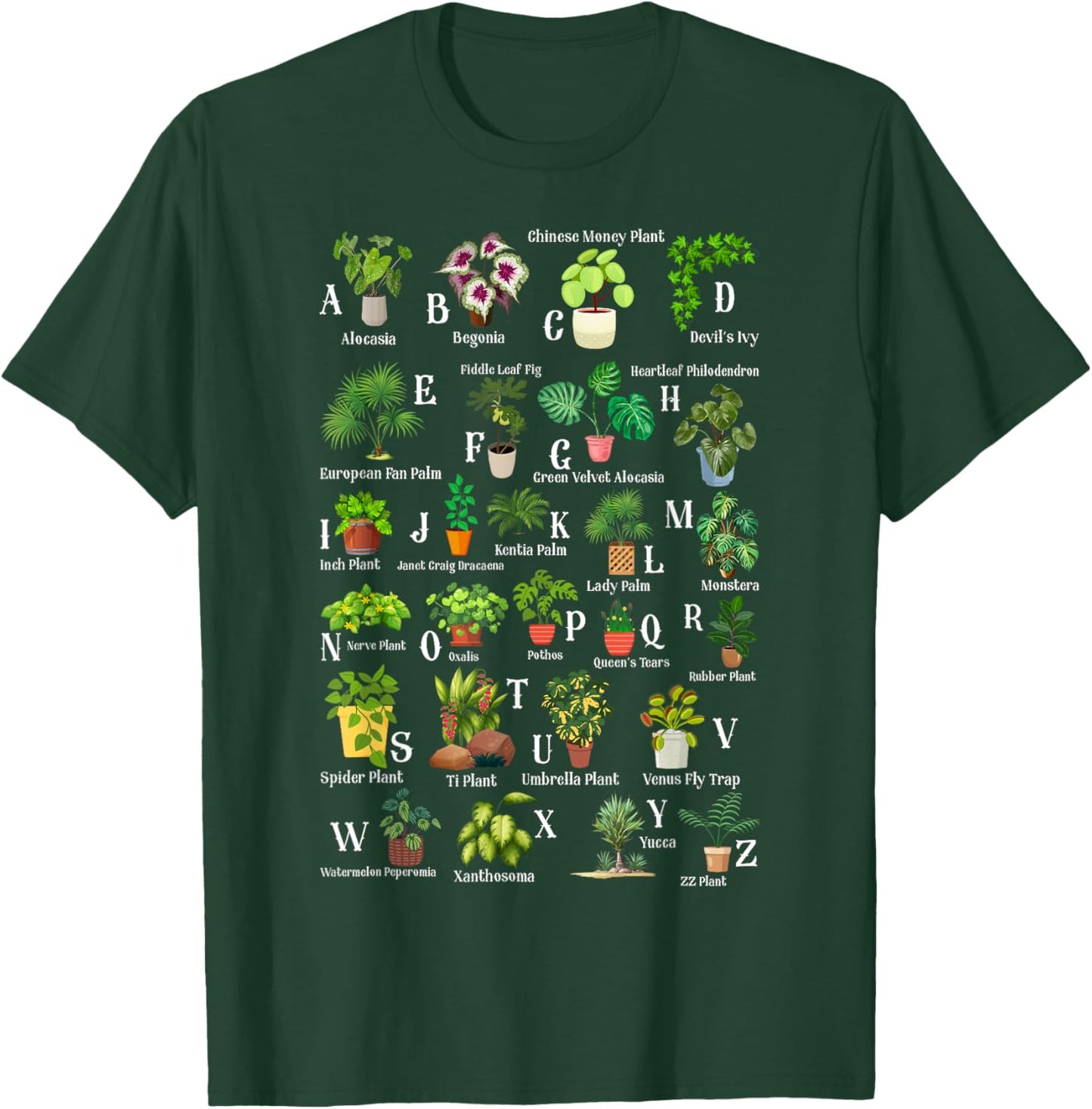 Plant Alphabet Learning ABCs Gardener Gardening Lover T-Shirt - T-Shirt | Forest