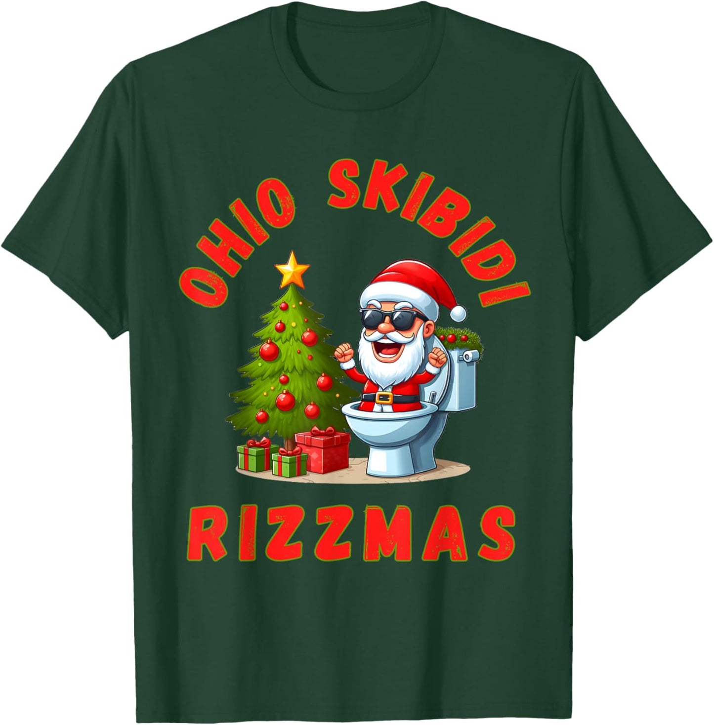 Ohio Skibidi Rizzmas Funny Christmas Rizz Gyatt Rizz Santa T-Shirt - T-Shirt | Forest