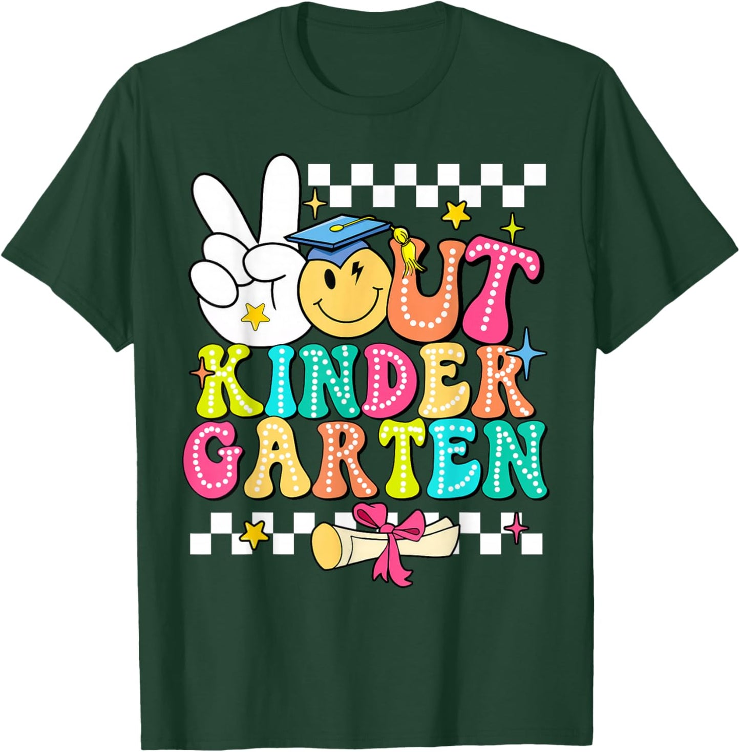 Peace Out Kinder Garten Graduation Funny Teacher Student Men Women Kids T-Shirt - T-Shirt | Forest