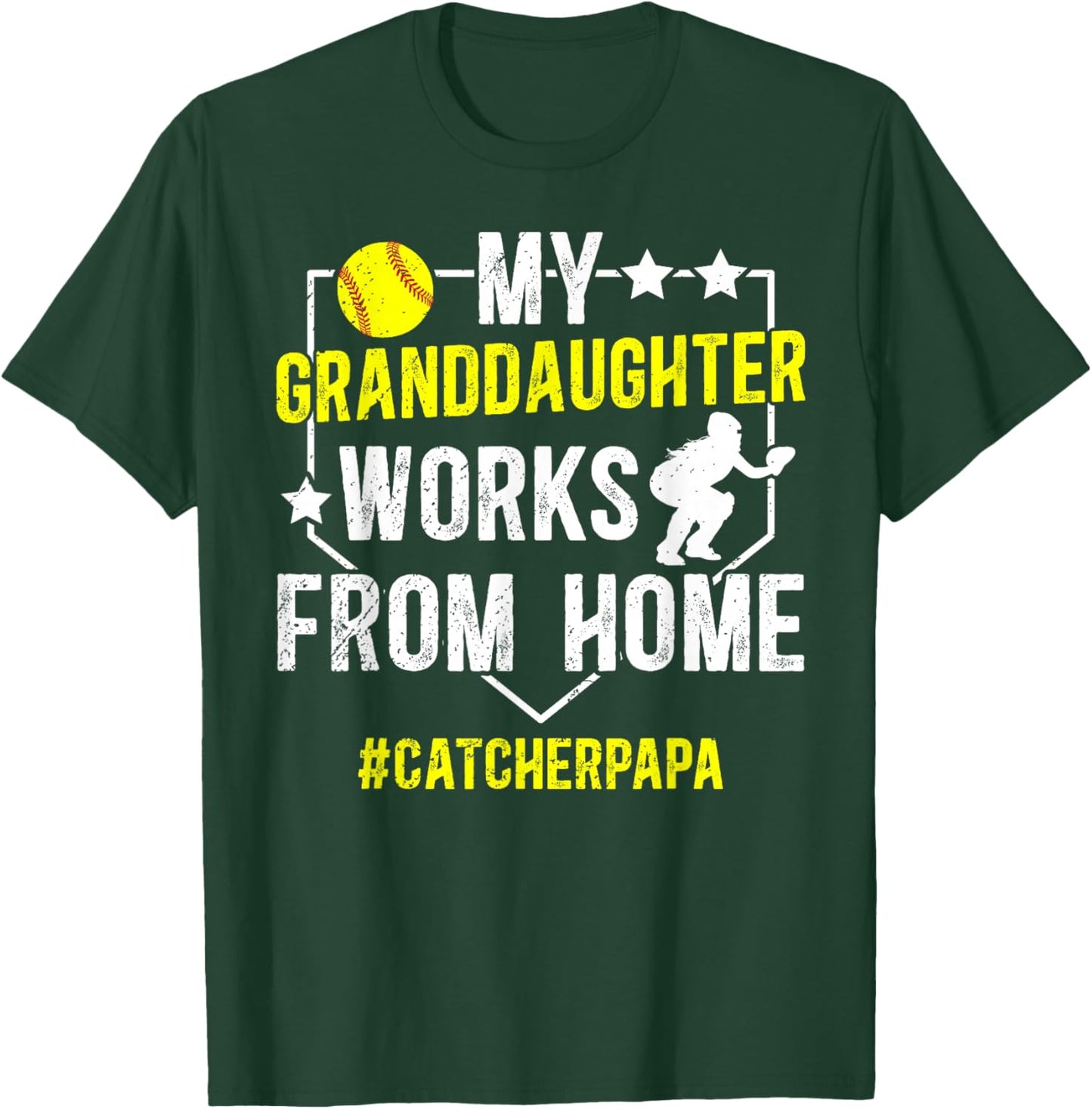 Softball Catcher Papa Proud Papa of A Softball Catcher T-Shirt - T-Shirt | Forest