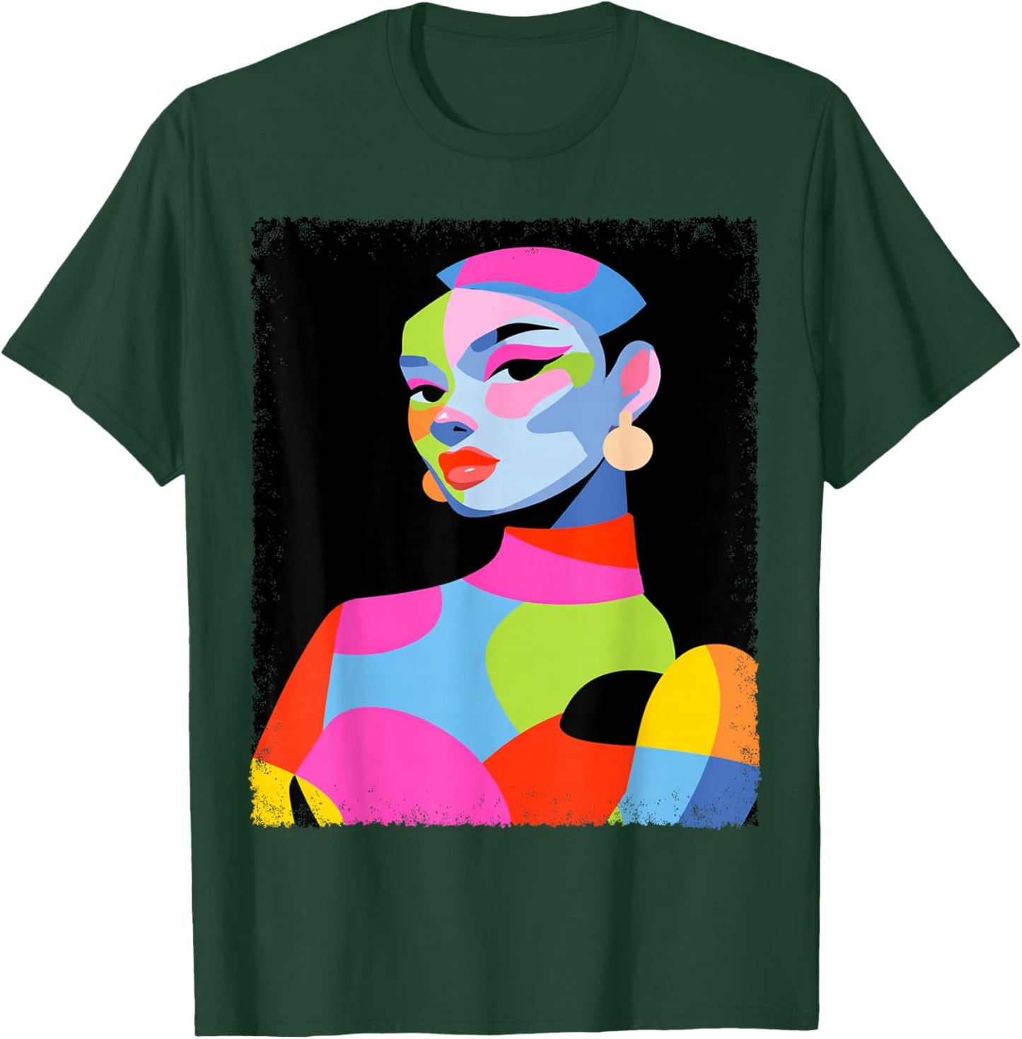 Feminine Women's Abstract Fashion Designer T-Shirt - T-Shirt | Forest