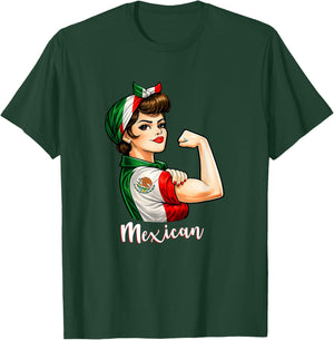 Proud Strong Mexican Girl Woman Girlfriend Mexico Flag T-Shirt - T-Shirt | Forest
