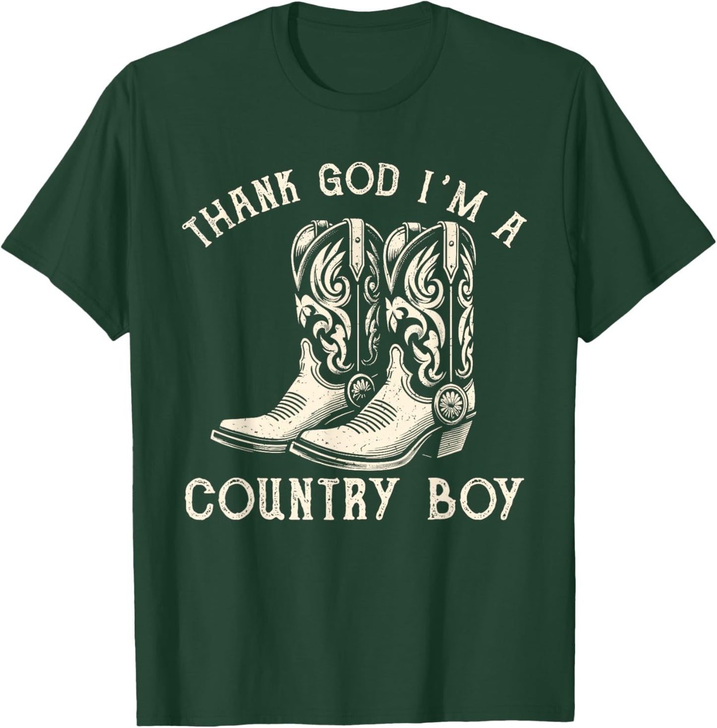 Thank God I'm A Country Music Boy Cowboy Western Retro T-Shirt - T-Shirt | Forest