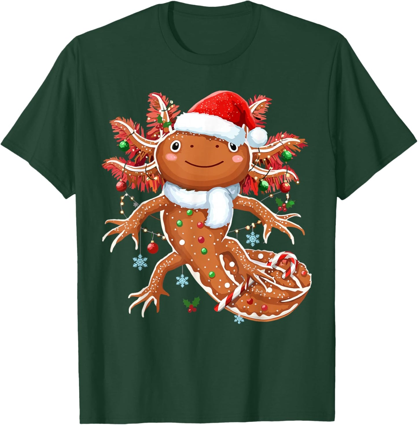 Gingerbread Axolotl Christmas Xmas T-Shirt - T-Shirt | Forest