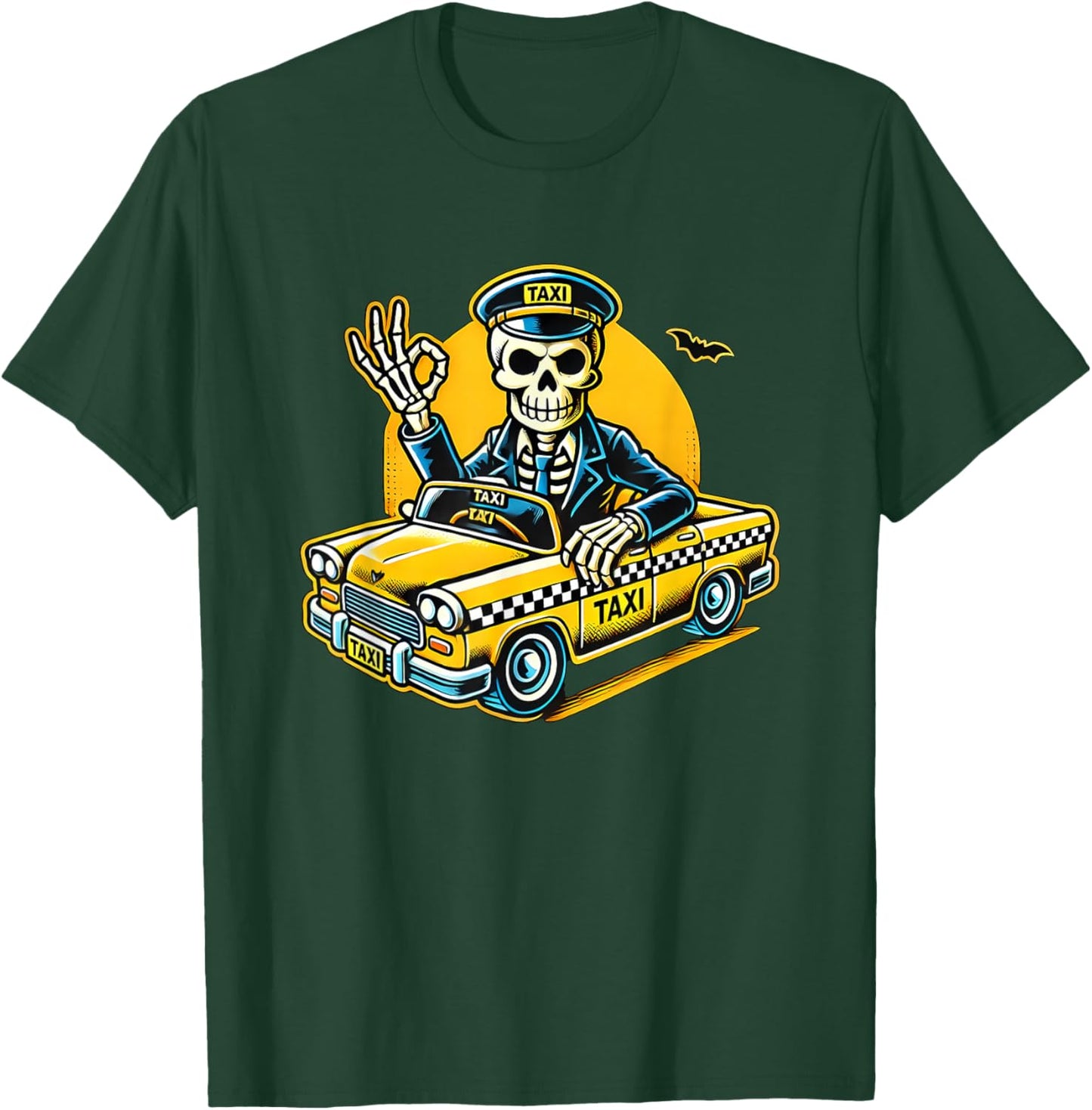 Halloween Skeleton Taxi Driver T-Shirt - T-Shirt | Forest