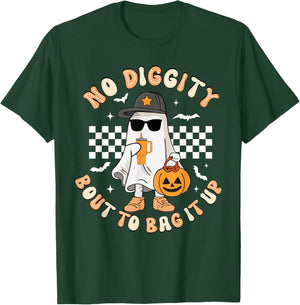 No Diggity Bout To Bag It Up Retro Halloween Ghost Toddler T-Shirt - T-Shirt | Forest