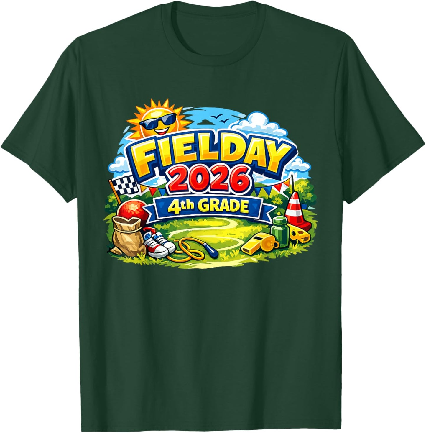 Field Day 2026 Fourth 4th Grade Teachers Boy Girl Kids T-Shirt - T-Shirt | Forest