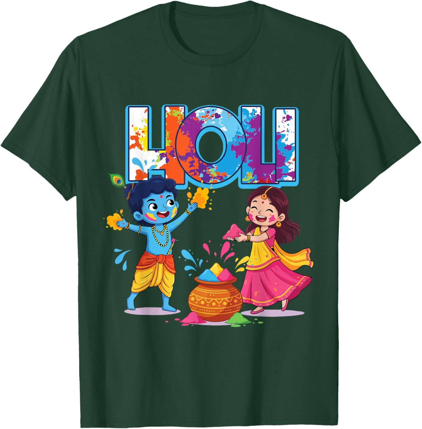 Holi Indian Hindu Spring Holi Festival of Colors T-Shirt - T-Shirt | Forest