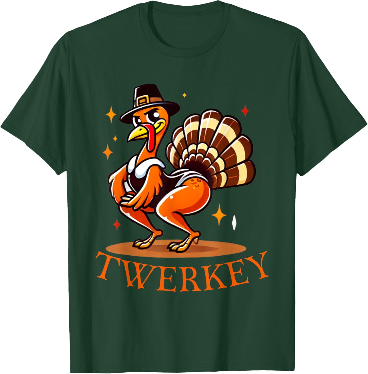 Funny Twerkey Twerking Turkey Dance Pilgrim Thanksgiving T-Shirt - T-Shirt | Forest