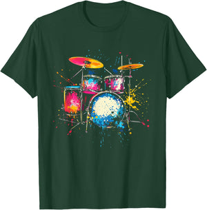 Color Splash Drums Rock Splash Art Drummer , Black, S T-Shirt - T-Shirt | Forest