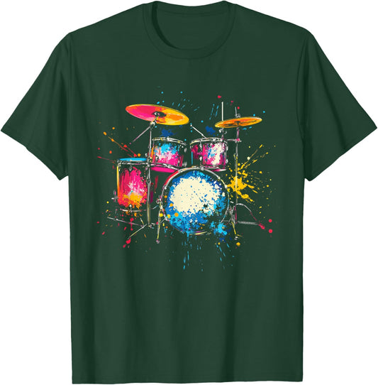 Color Splash Drums Rock Splash Art Drummer , Black, S T-Shirt - T-Shirt | Forest