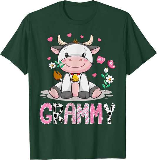 Grammy Cute Cow Moo Farmer Birthday Family Matching T-Shirt - T-Shirt | Forest