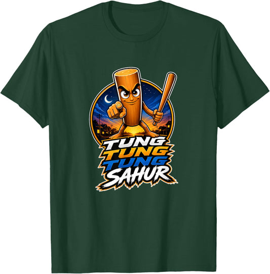 Tung Tung Tung Sahur Meme Shirts Italian Brainrot for Kids T-Shirt - T-Shirt | Forest