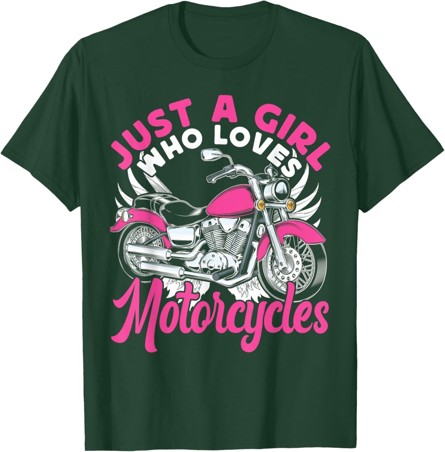 Classic Motorcycle Biker Girl Female Just A Girl Who Loves T-Shirt - T-Shirt | Forest