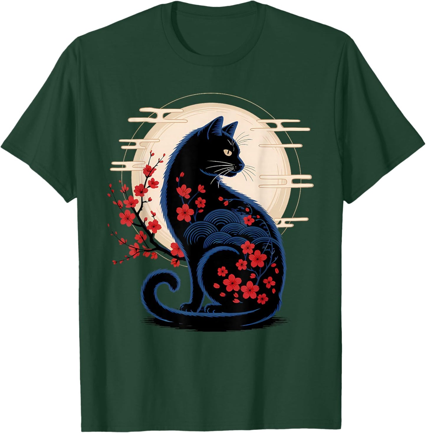 Japanese Samurai Cat Aesthetic Ninja T-Shirt - T-Shirt | Forest