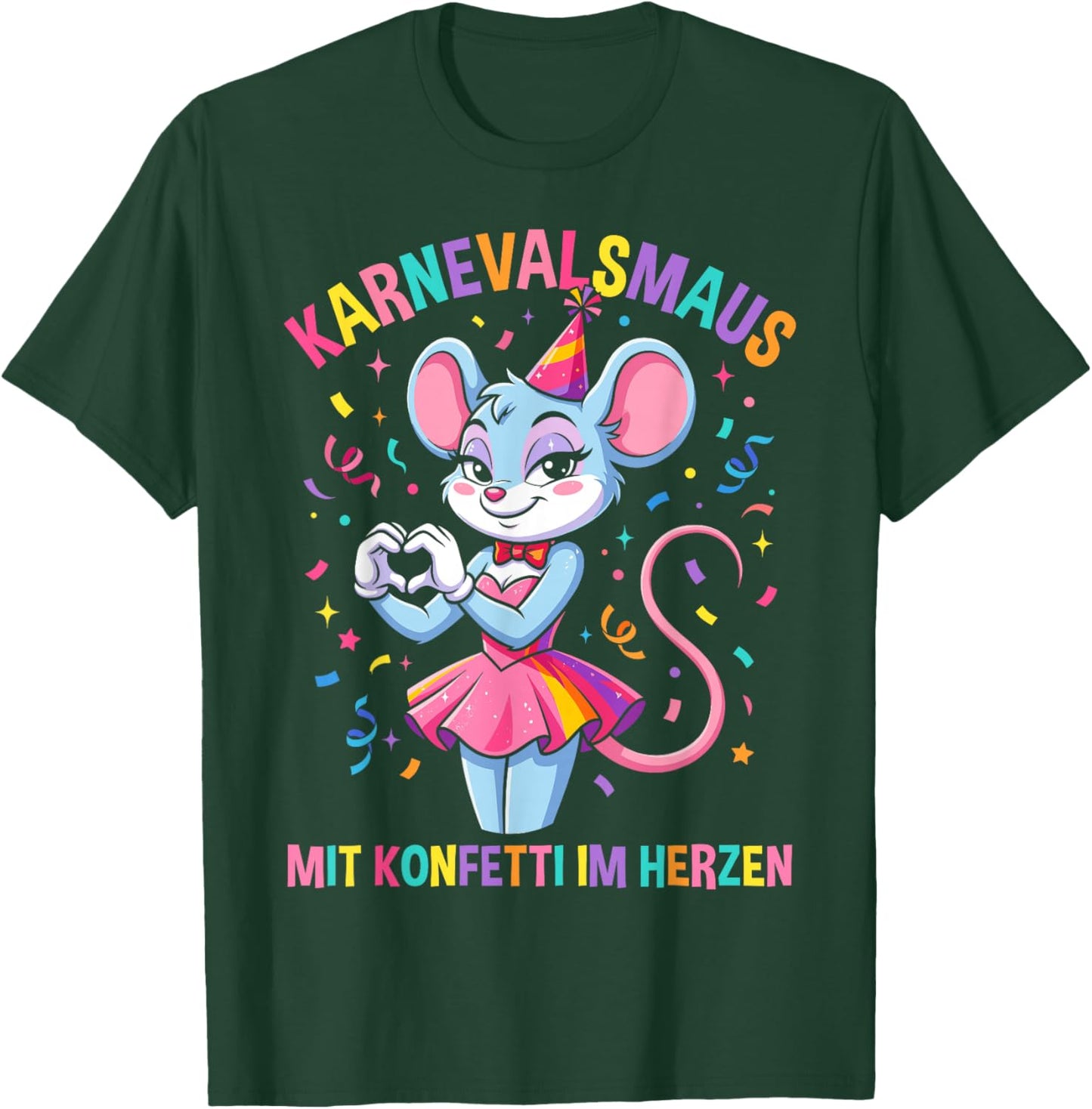 Carnival Mouse with Confetti in the Heart Women's Cologne T-Shirt - T-Shirt | Forest