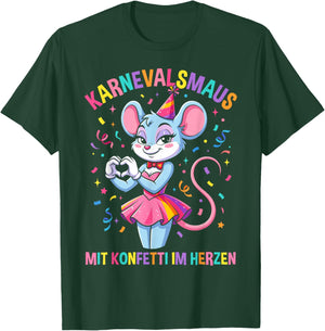 Carnival Mouse with Confetti in the Heart Women's Cologne T-Shirt - T-Shirt | Forest