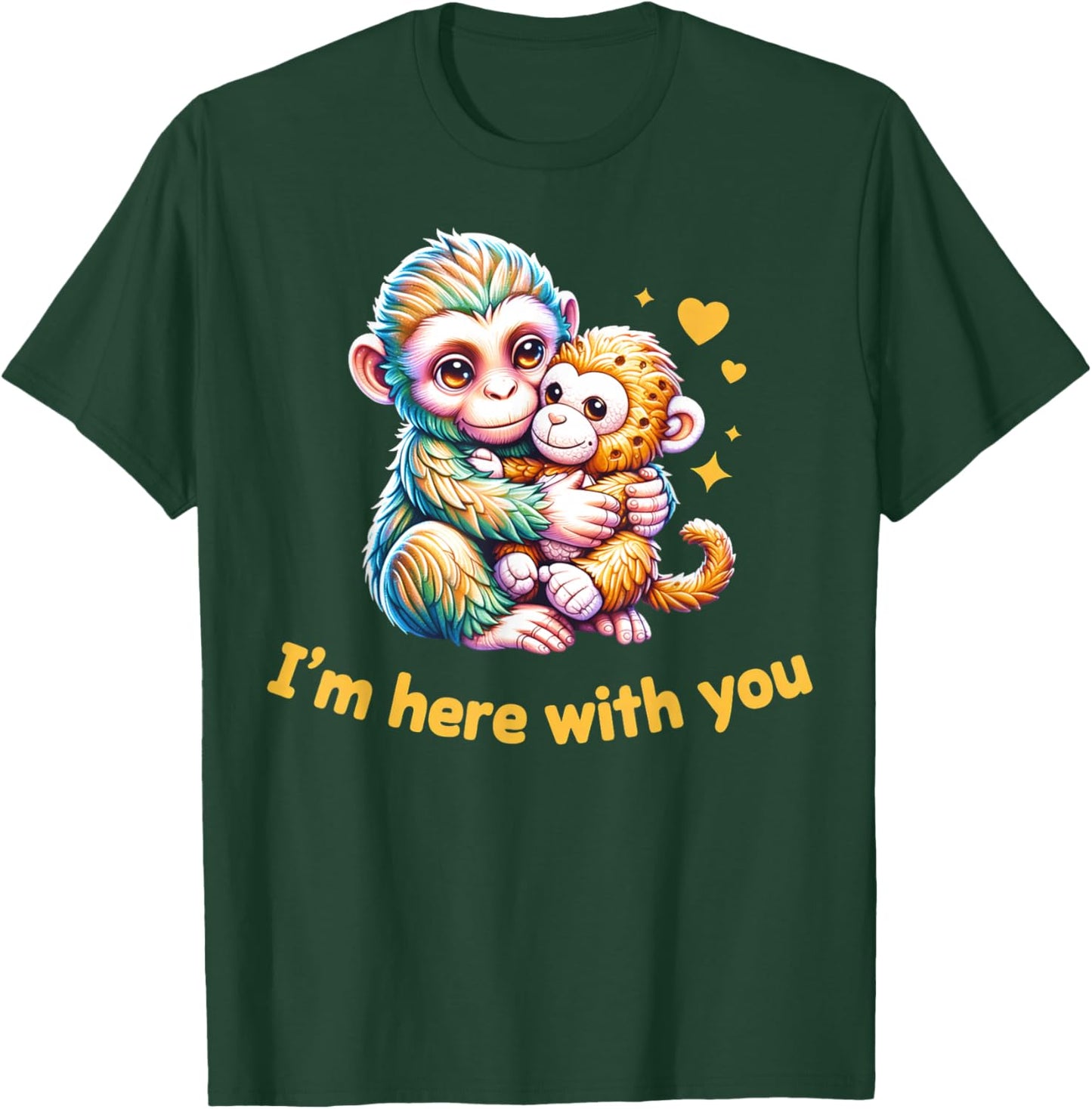 I'm Here with You Cute Baby Monkey Punch T-Shirt - T-Shirt | Forest