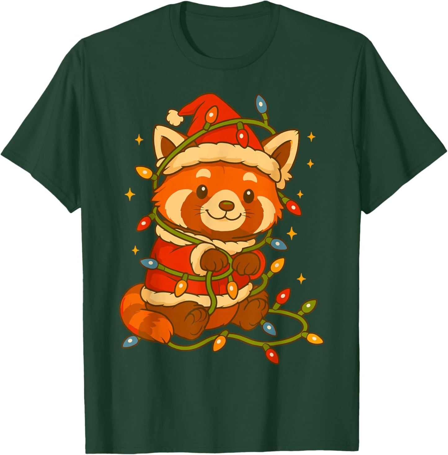 Red Panda with Christmas Lights and Costume T-Shirt - T-Shirt | Forest