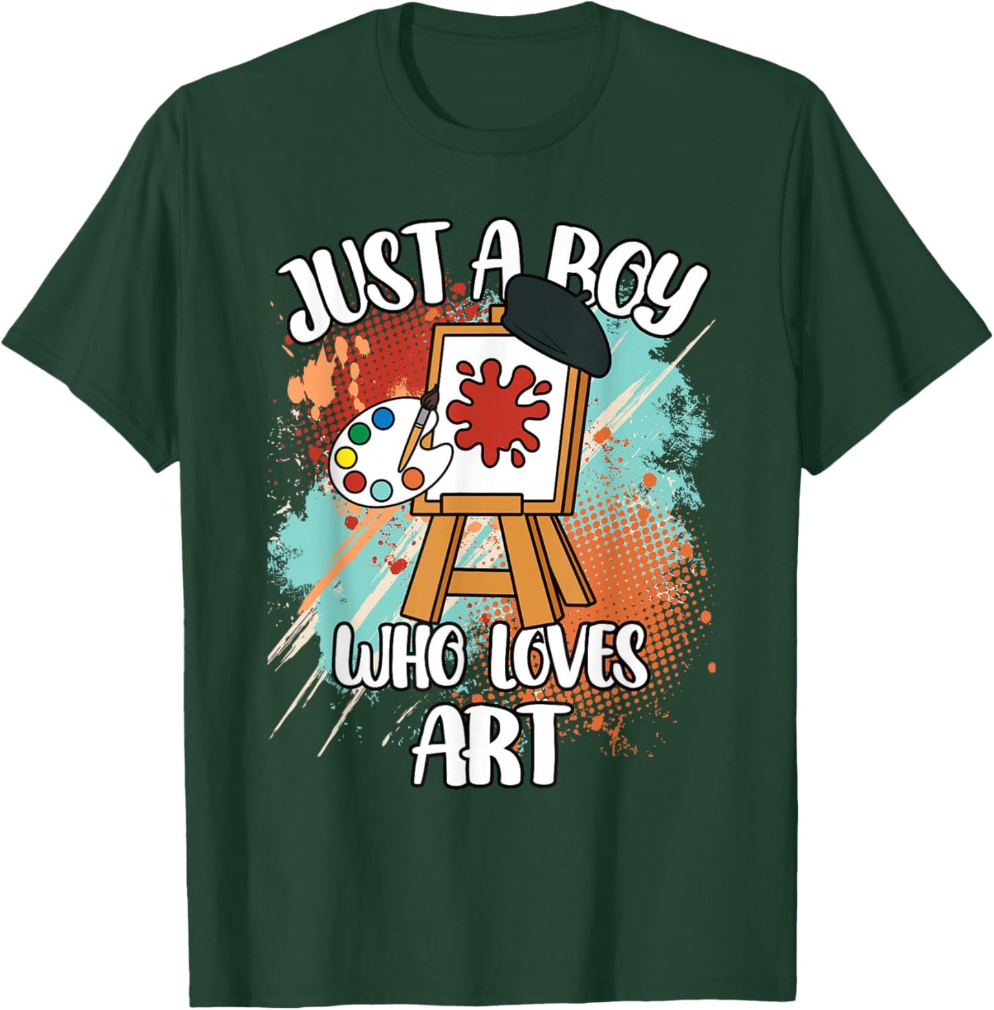 Just A Boy Who Loves Art Painting Funny Artist Kids T-Shirt - T-Shirt | Forest